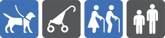 Service animal, stroller, senior icons