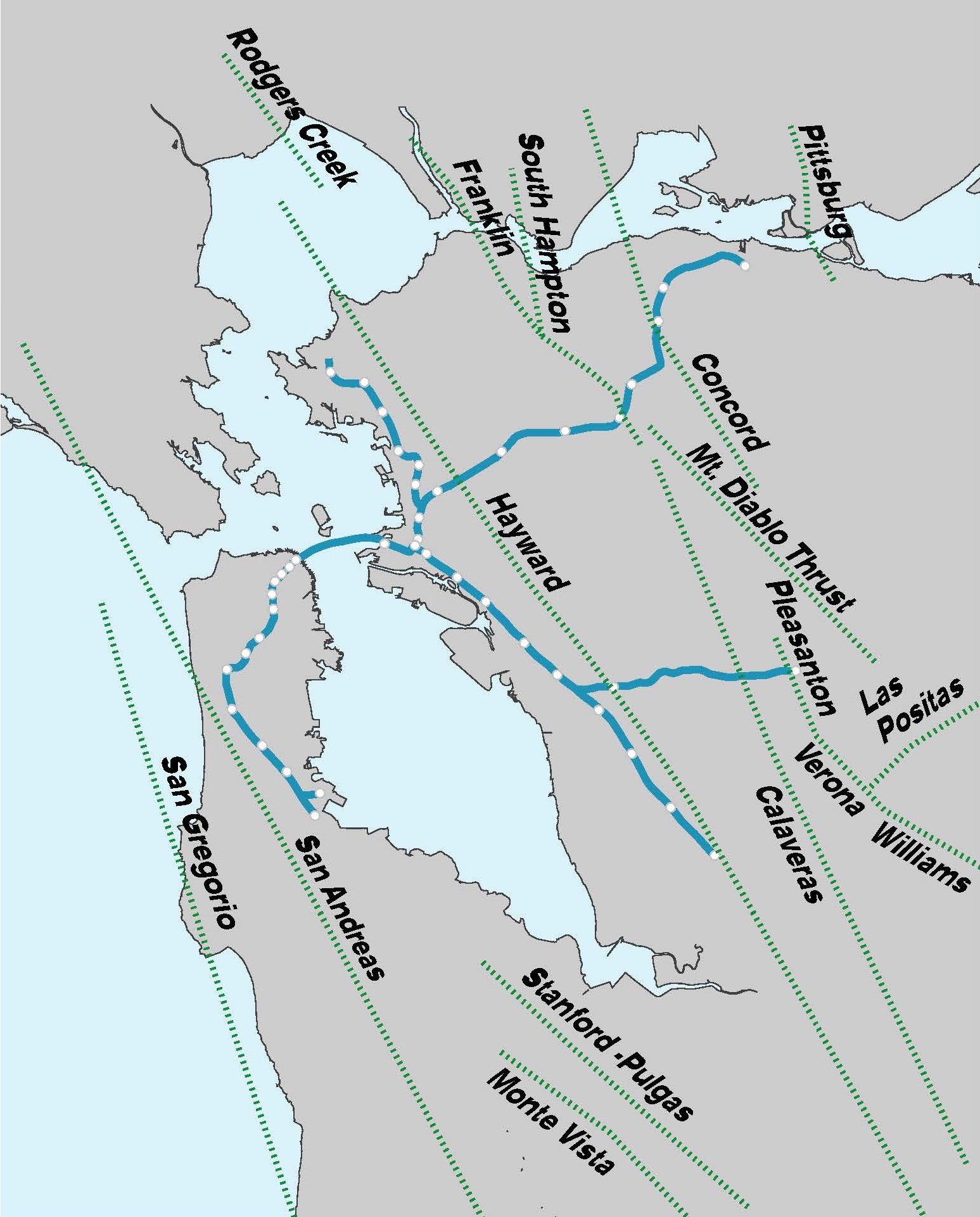 Bay Area seismic fault line map