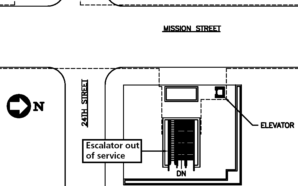 Escalator location northeast of 24th street
