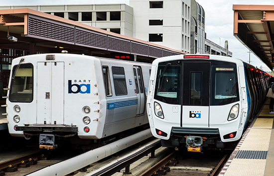 Old and new trains - front view 