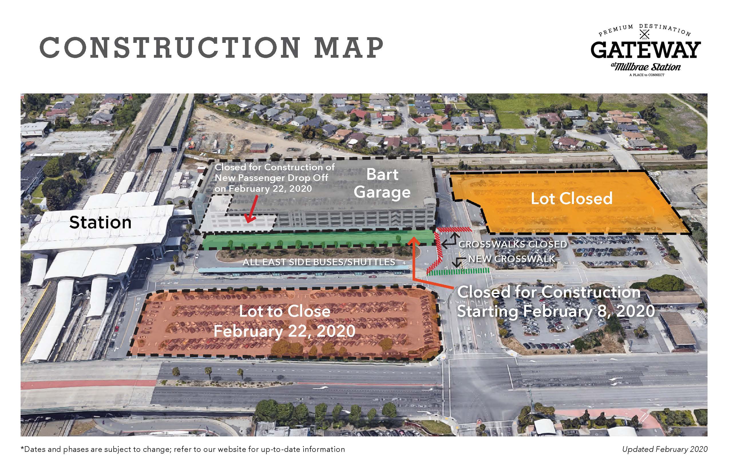 Map of parking changes at Millbrae