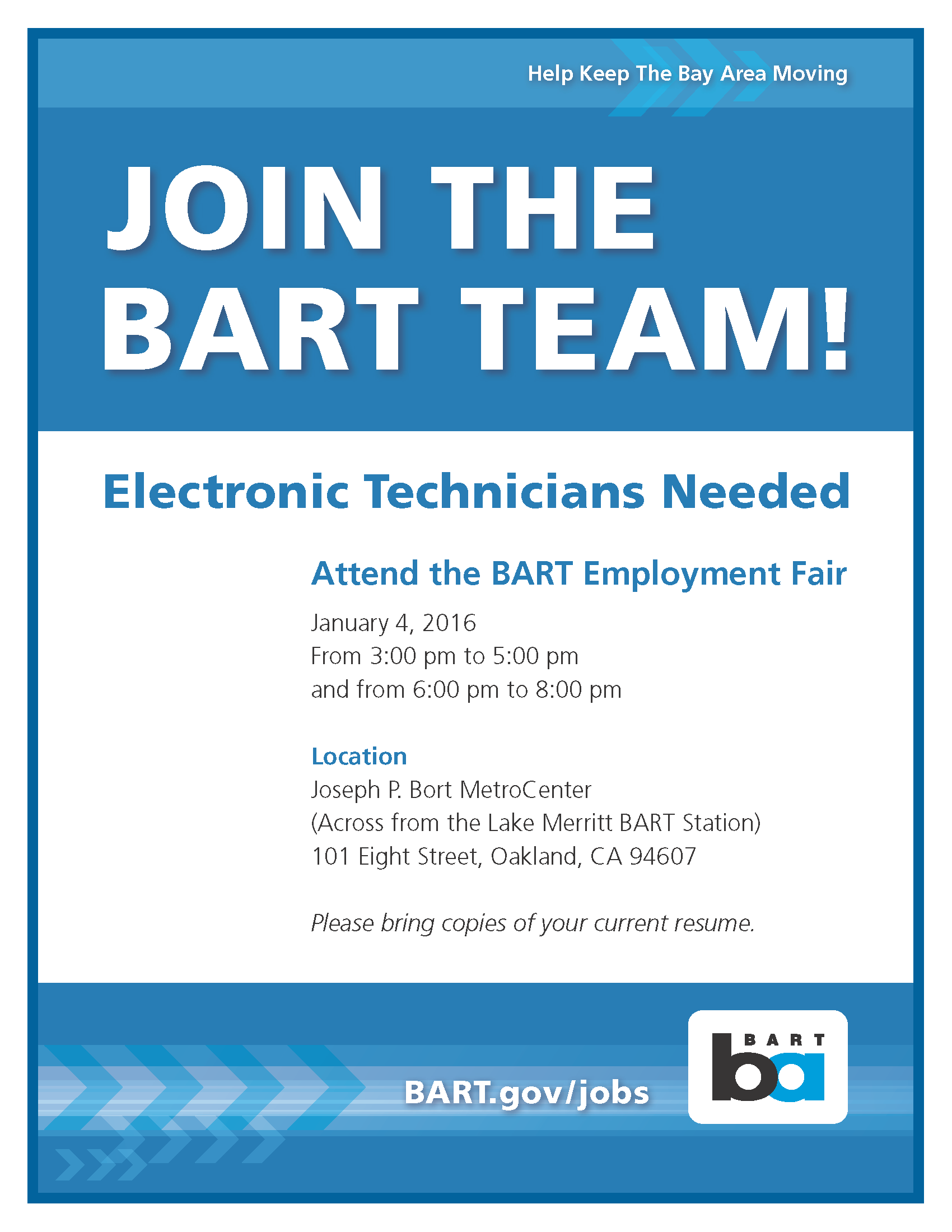 Join the BART Team HR Flyer