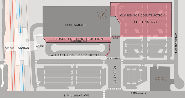 Location of new walkway and shuttle stops