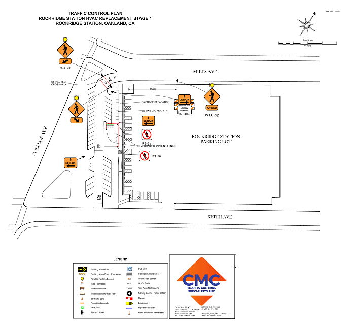 Map of parking closure at Rockridge Station