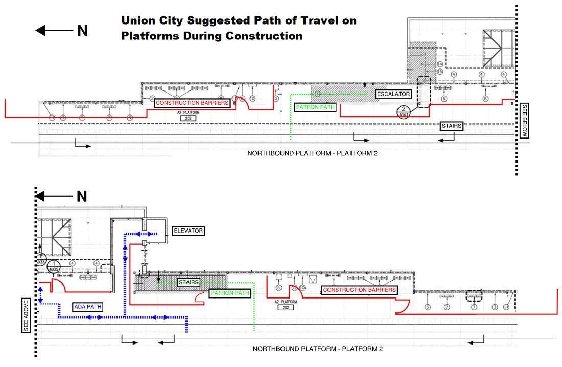 Suggested path of travel on Platform during construction