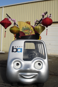 BARTmobile wearing parade hat