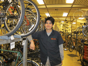 bike station employee Felipe Morales