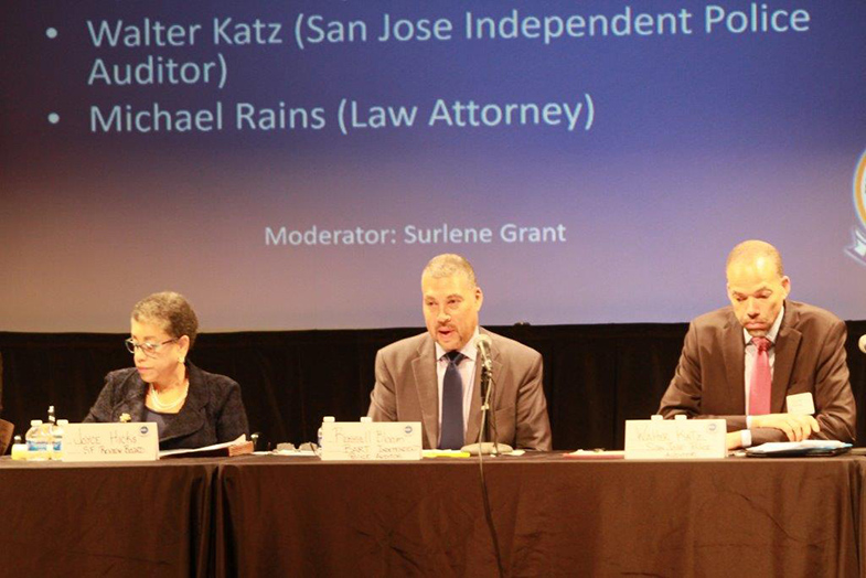Russell Bloom (center), speaking at the 2016  NOBLE Forum on 21st Century Policing