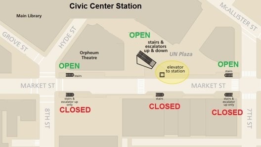 Civic Center Station entrance closure