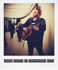 Jesse Morris sings in a BART station