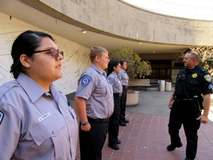 Explorers line up at attention 