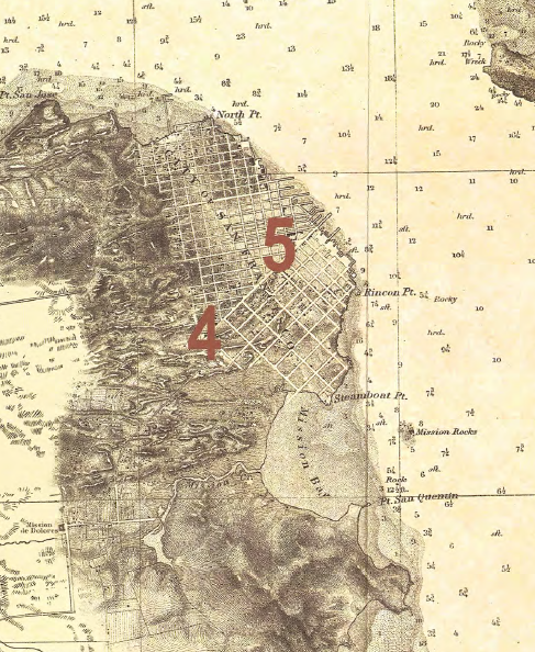 an old map shows the natural creeks that once flowed above ground in San Francisco