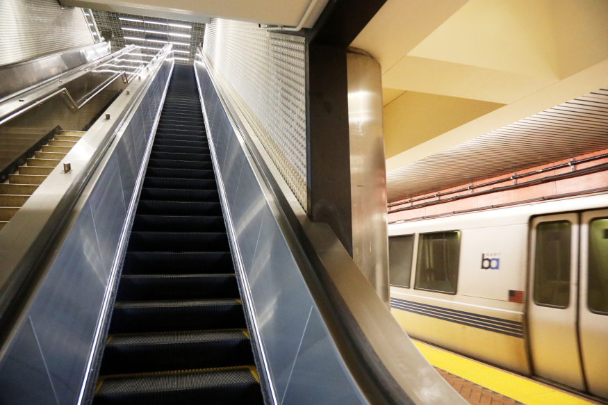 A new escalator at Powell St. Station.