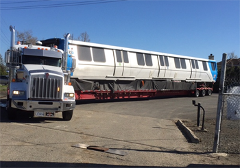 first new train car pulls in to Hayward