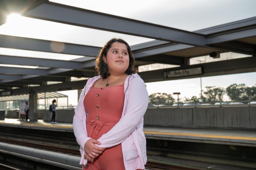 Kassandra Santillan pictured at Daly City Station, where she disembarks to get to her classes at SFSU.