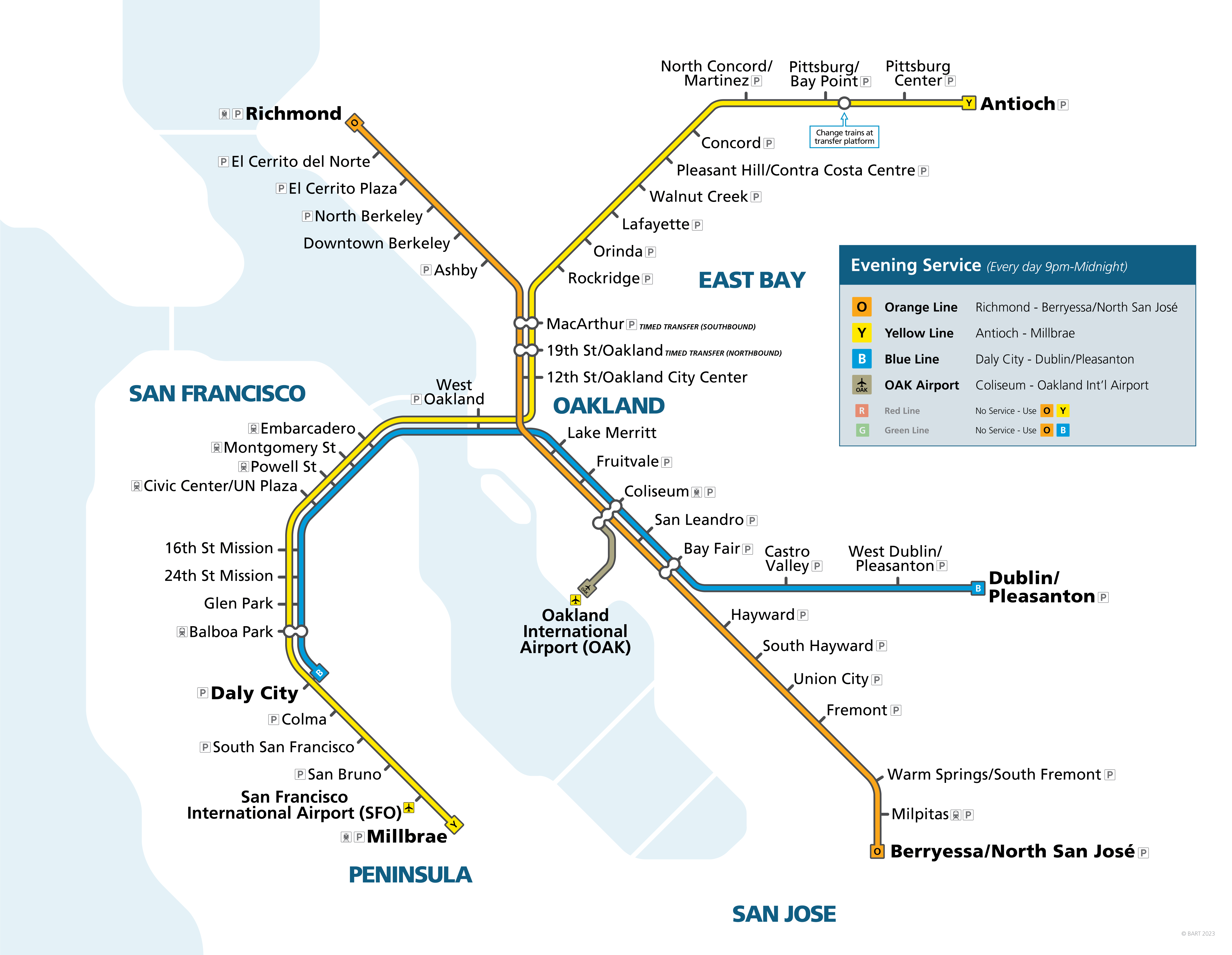 System Map - 9pm-Midnight 3-Line Service