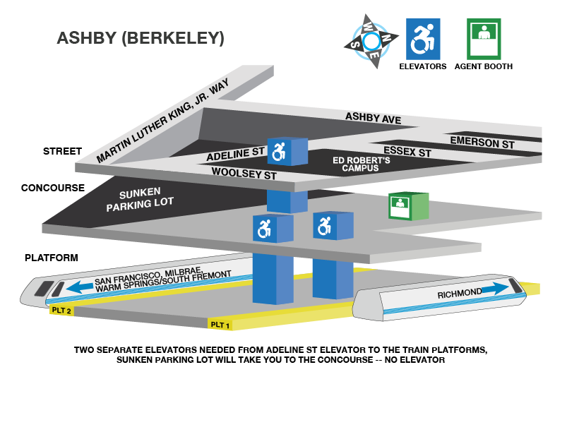 BART Elevator Locations and Accessible Path for Ashby Station bart.gov
