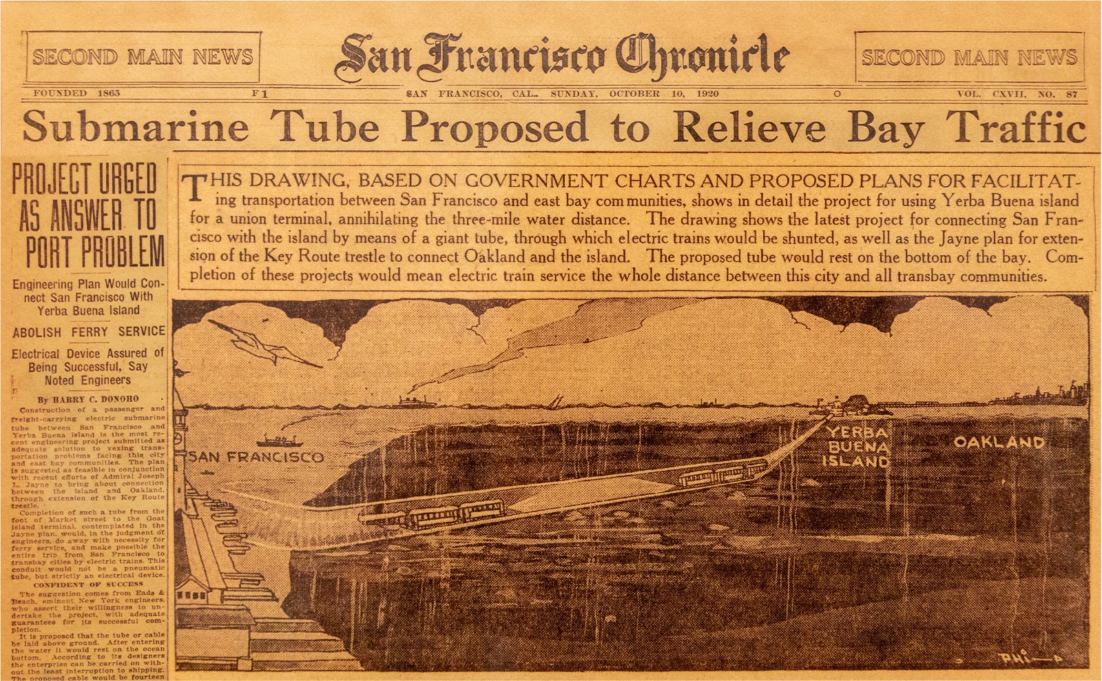 1920 Transbay Tube newspaper article