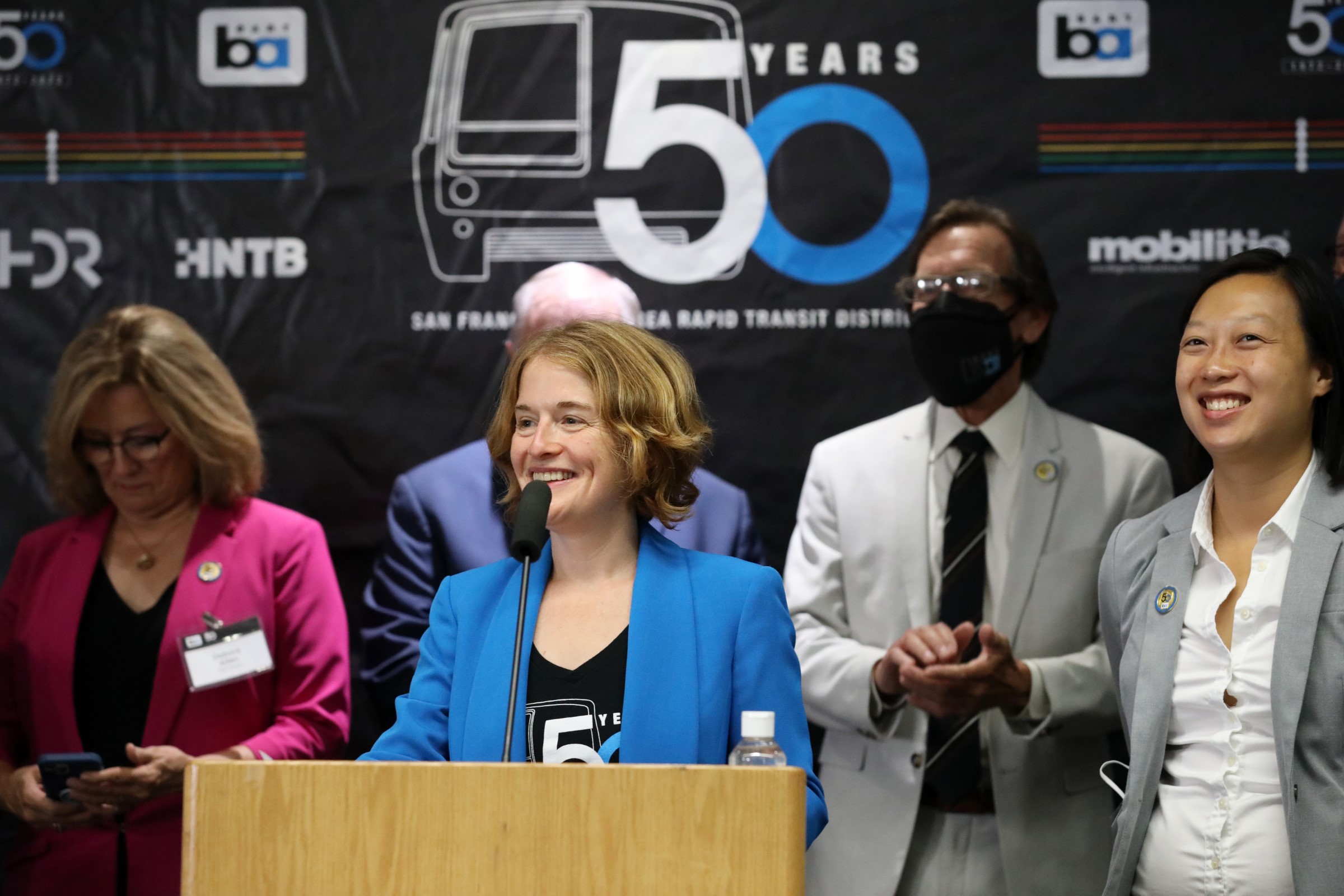 BART Director Rebecca Saltzman speaks at the 50th Anniversary Celebration and Family Fun Festival on Sept. 10, 2022.