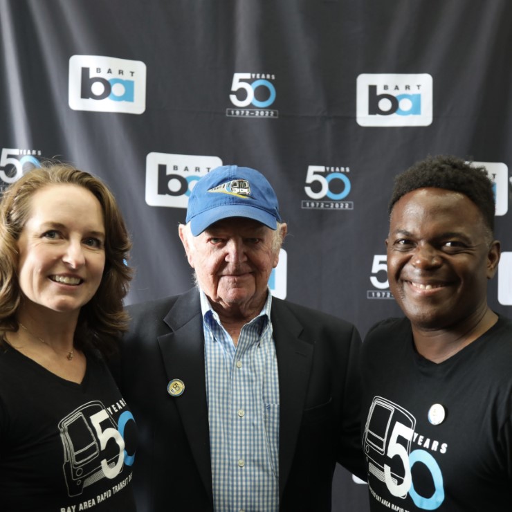 BART Chief Communications Officer Alicia Trost (left), former BART Director of Public Affairs Mike Healy (center), and BART Stragic Projects Manager Linton Johnson (right).