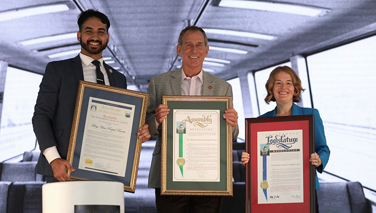Members of the State Delegation presented BART Board President Rebecca Saltzman with a series of resolutions during BART’s 50th Anniversary Celebration.