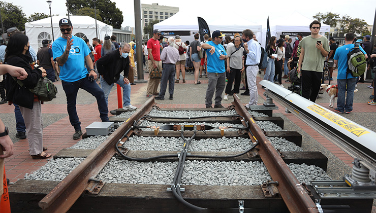 Real train tracks at BART’s 50th Anniversary Celebration and Family Fun Festival on Sept. 10, 2022.