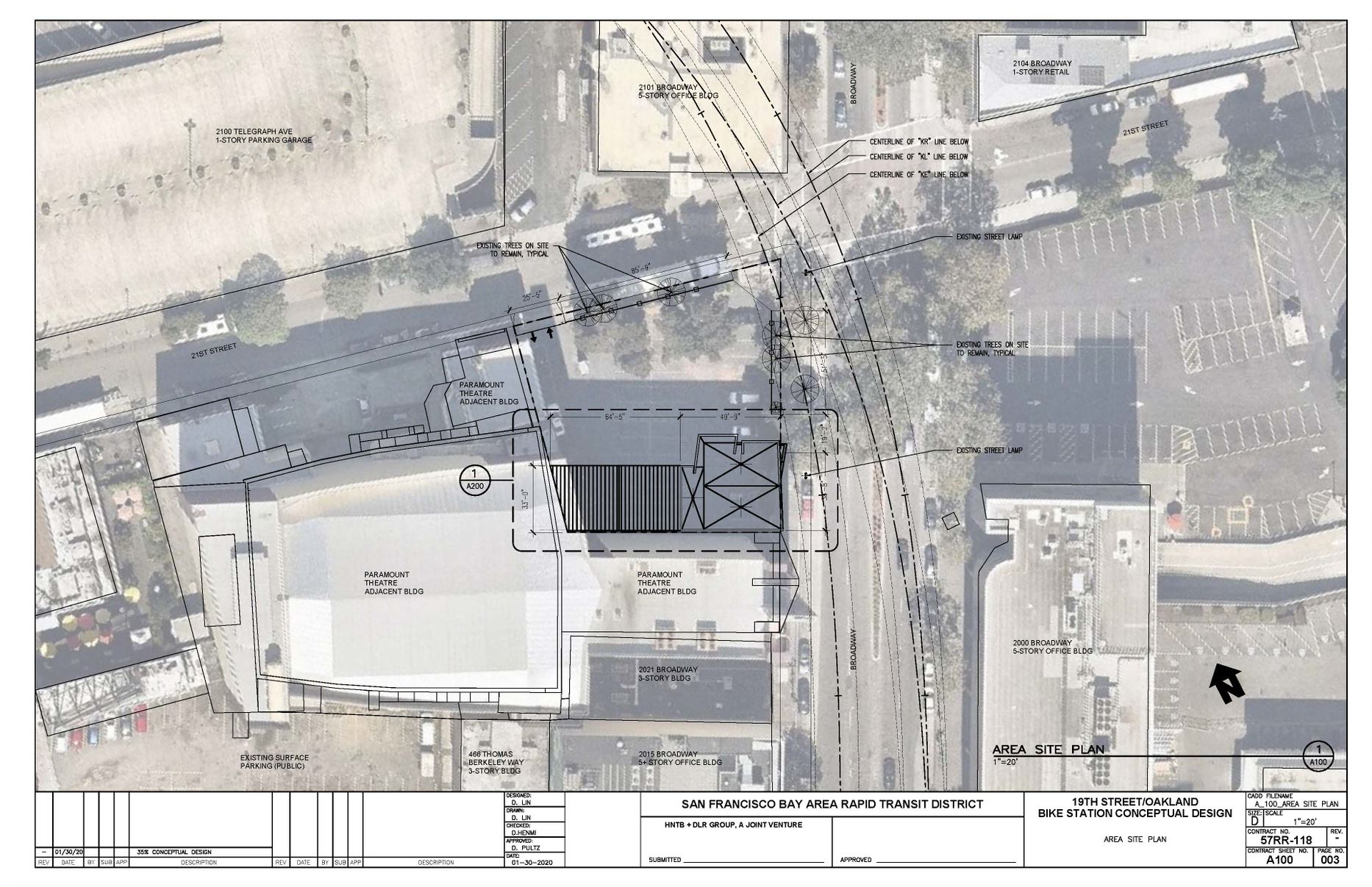 Planned 19th St bike station bird's eye view location rendering