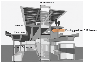 Rendering of Concord Station Modernization in cross section view showing concourse and platform