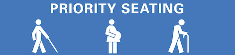 Example of the priority seating sign displayed on each BART car