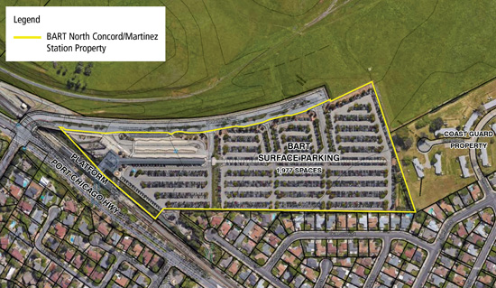 Approximate site boundary for North Concord TOD.