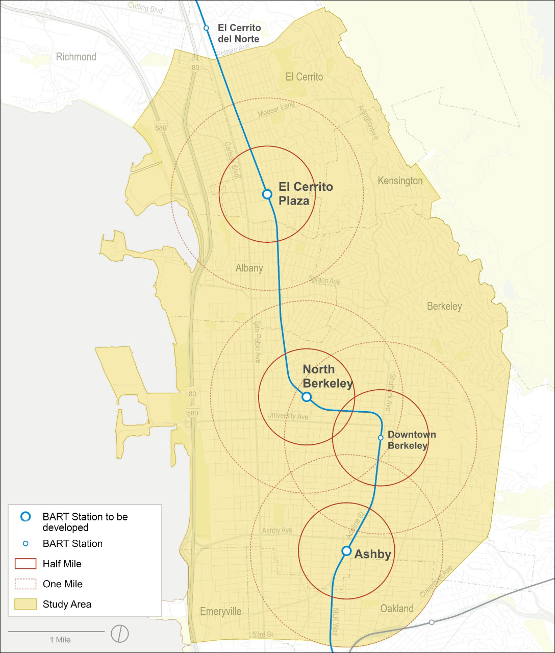 Berkeley-El Cerrito Corridor Access Plan Study Area map