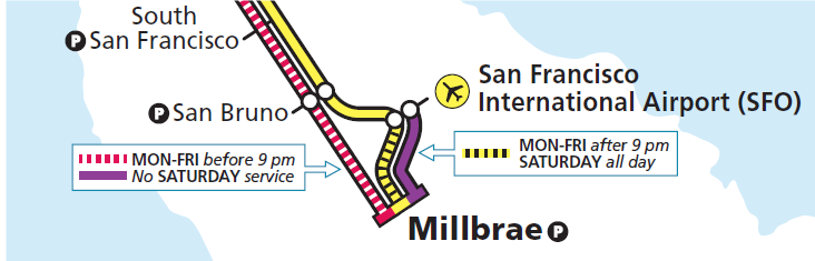 Millbrae shuttle map