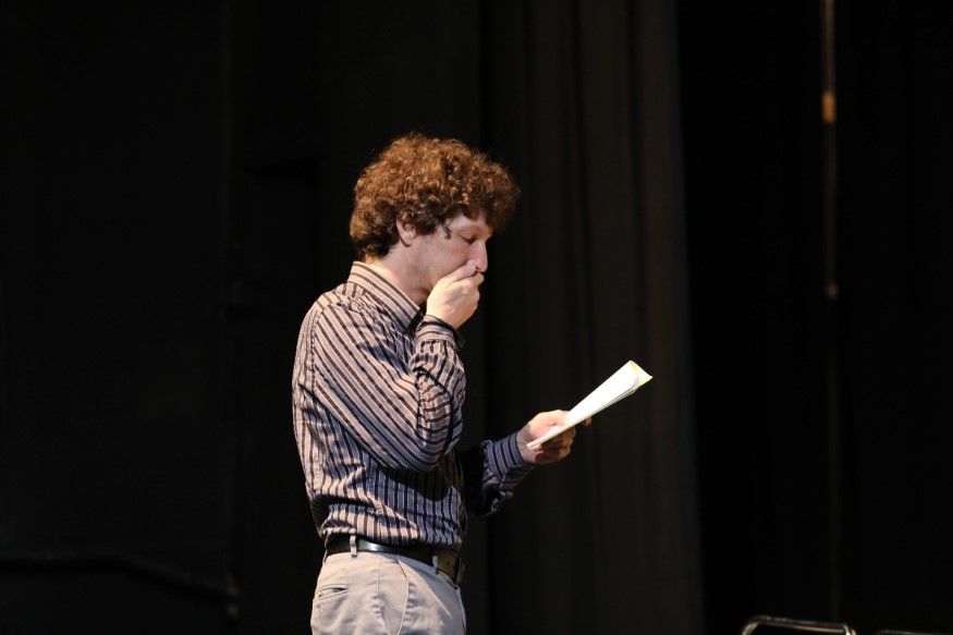 Gabriel Ross in rehearsals for “2 Across” at Pacifica Spindrift Players. 