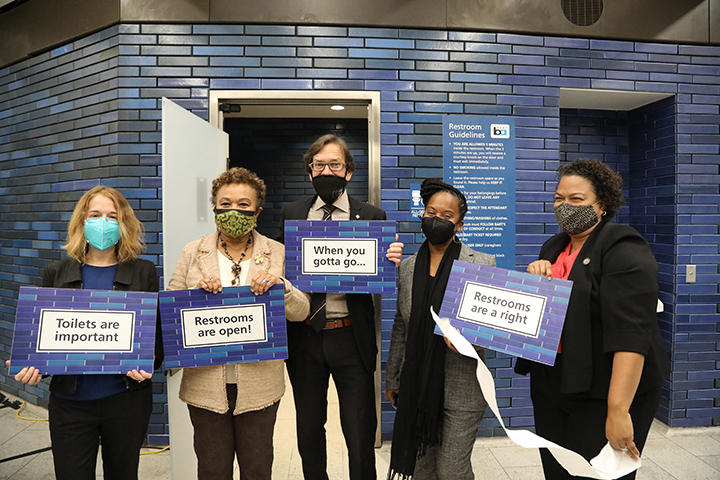 Congresswoman Barbara Lee joins others in reopening restrooms at 19th St. Station