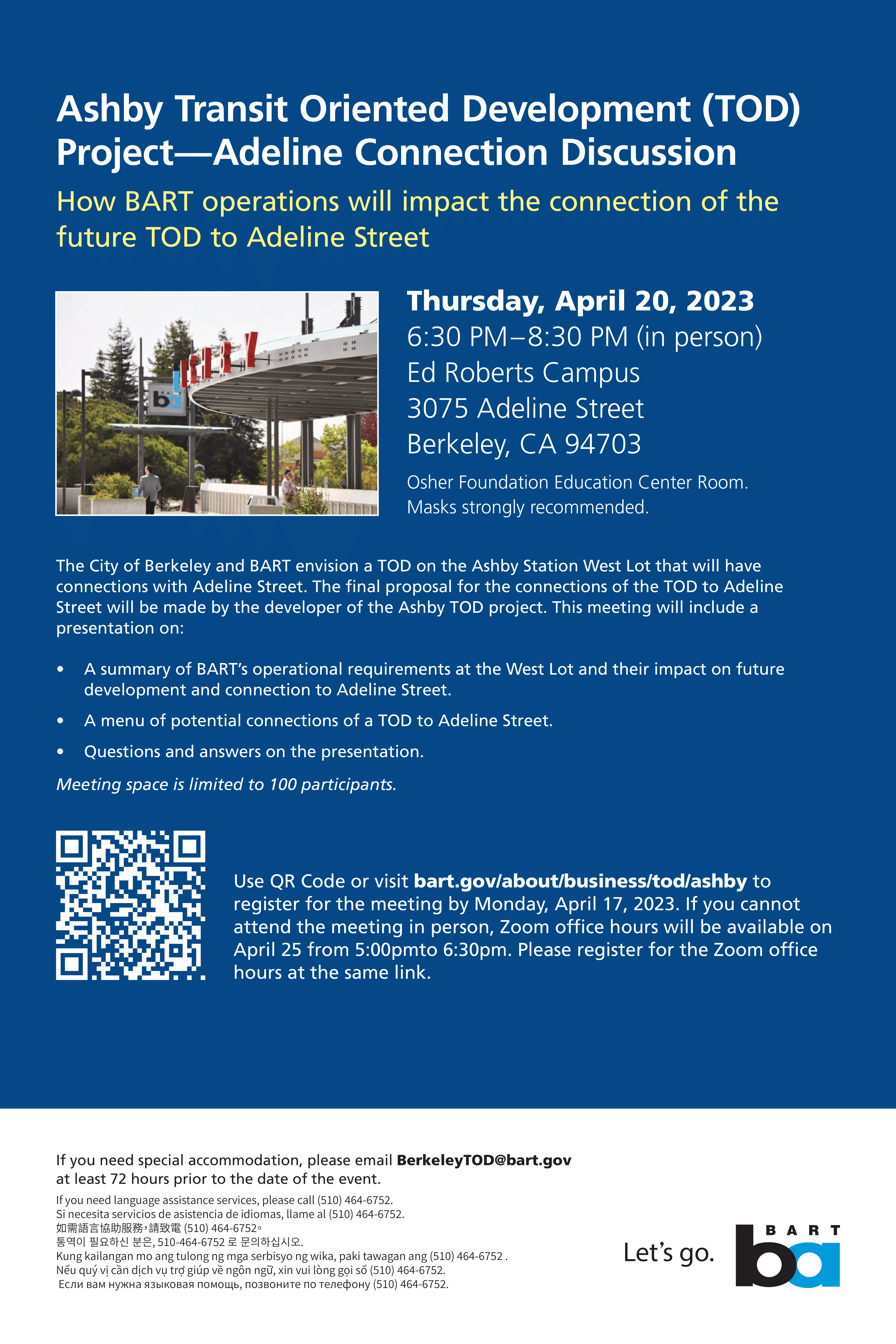 Ashby Transit Oriented Development (TOD) Project—Adeline Connection Discussion flyer