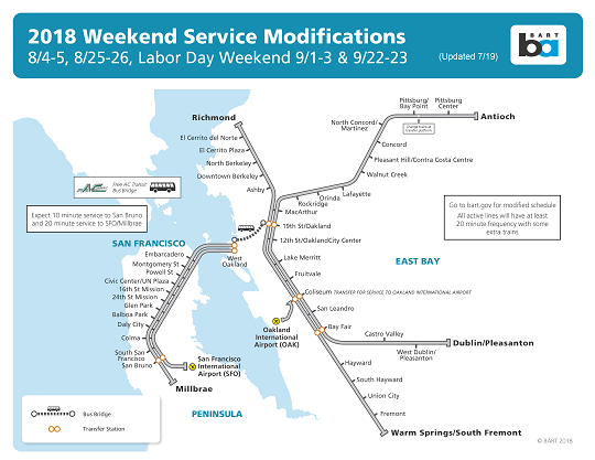 Weekend shutdown map