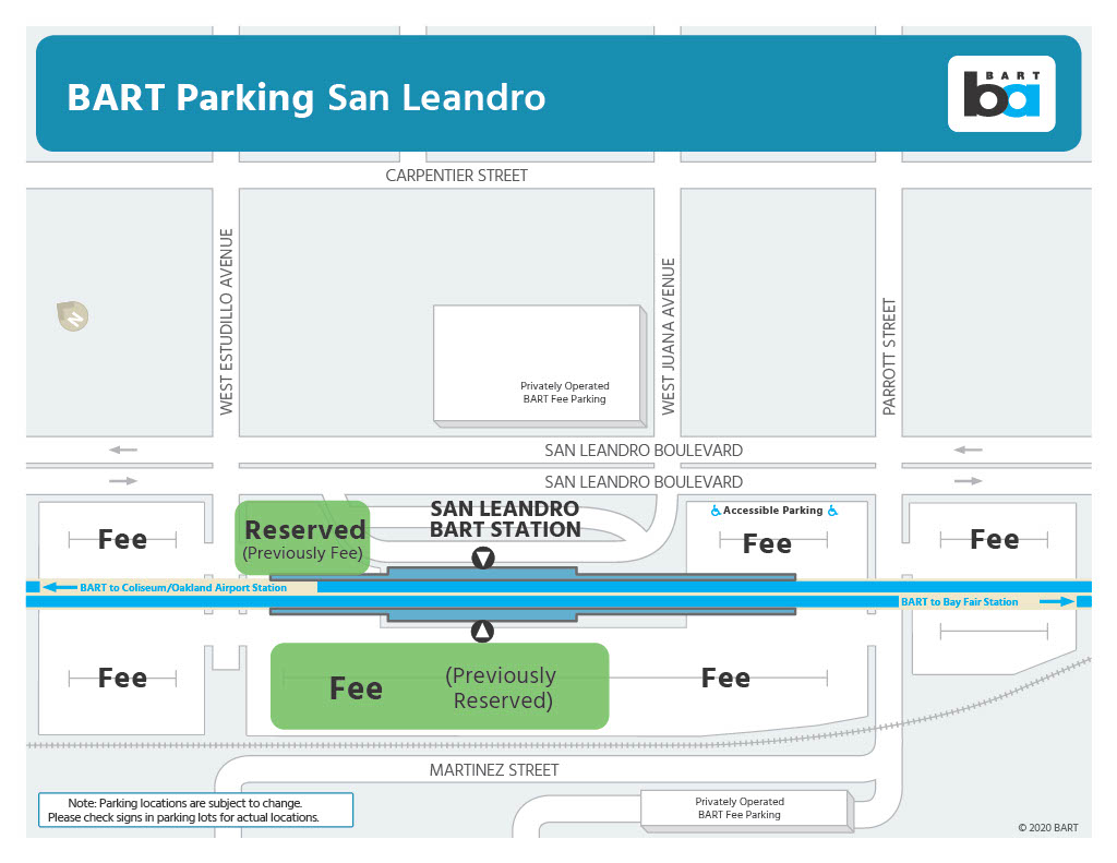 Parking areas at San Leandro Station being reconfigured, updated February 2022