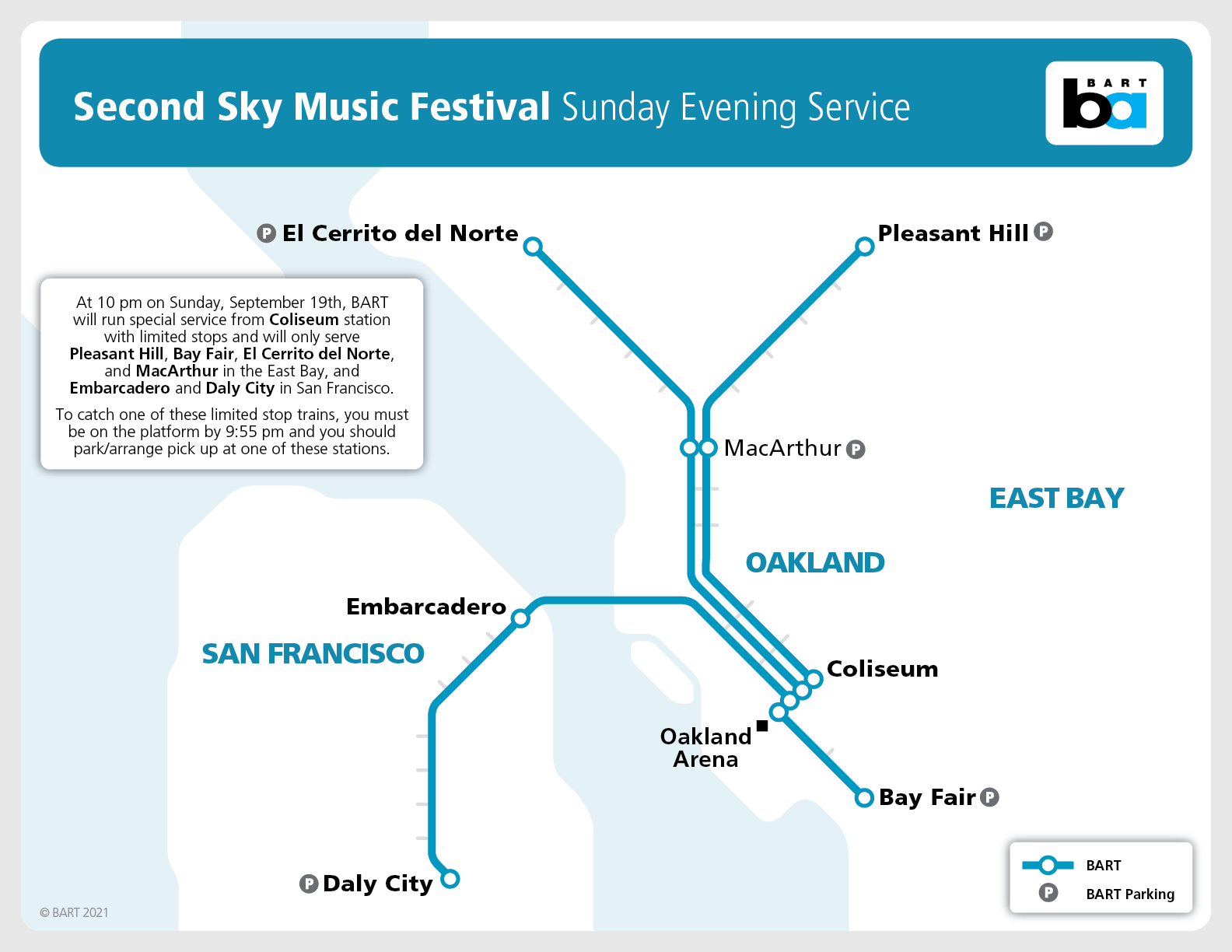 BART Second Sky Music Festival Sunday Service Map Accessible PDF is available on this page
