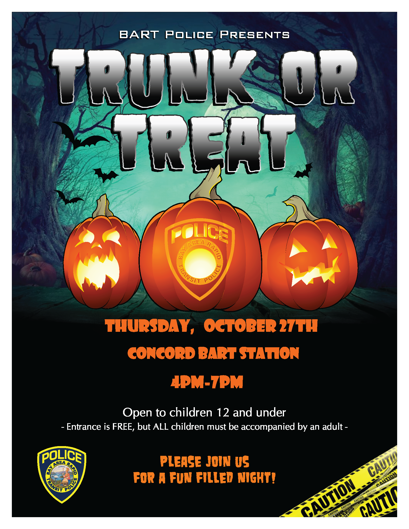 BPD Trunk or Treat is Thursday, October 27th at Concord BART station from 4pm-7pm