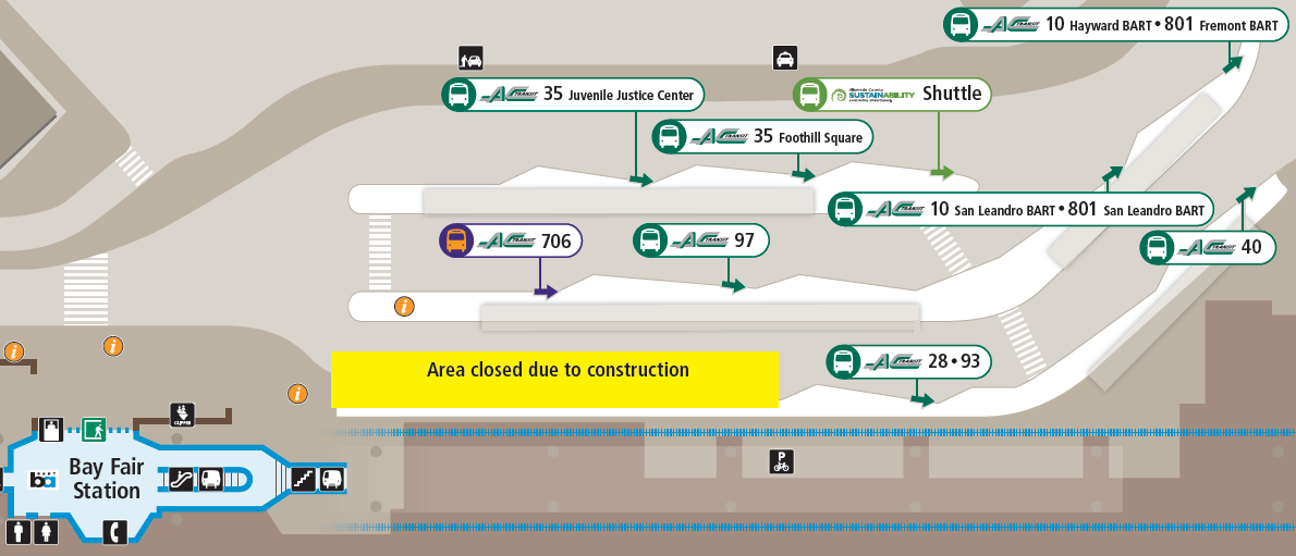 Bay Fair bus stops map