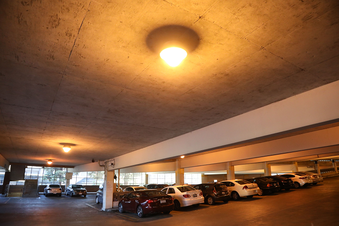 Old Lighting fixture at Hayward Parking Garage