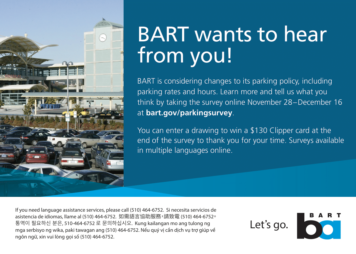 BART wants to hear from you! Take the parking survey