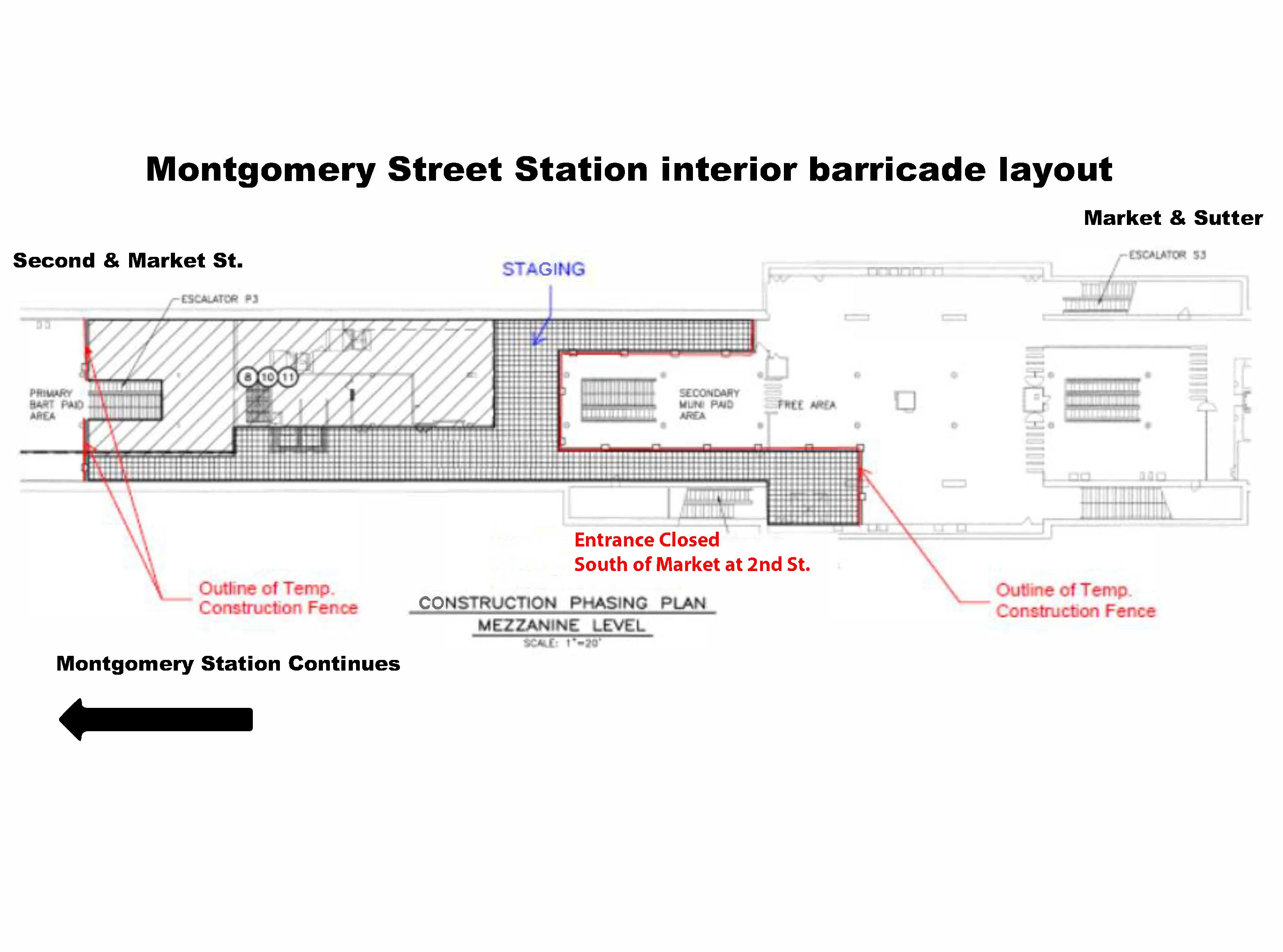 Montgomery Station entrance closed and limited access through concourse