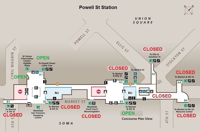 Powell Street closed entrances