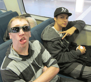 Lowell Roth and Steven Johnson play around on BART