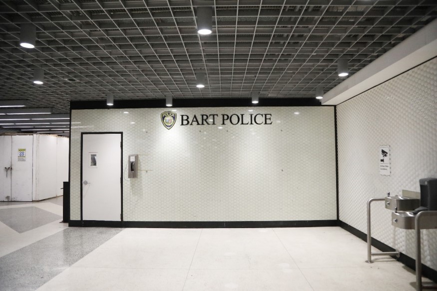 The BART Police Station at Powell St. with bubble-tile wallpaper. 