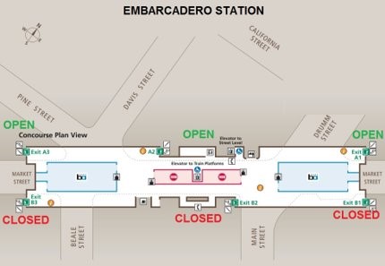 Embarcadero Station entrance closure