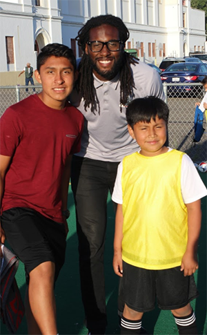 From left, Lester Catalan; SF Deltas player Stewart Ceus, and Isai Catalan, Lester's younger brother