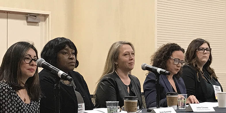 BART Chief Procurement Officer Kofo Domingo, 2nd from left, speaks on a panel