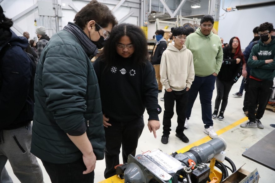 Students from Mission Valley ROP during a tour of Hayward Maintenance Complex on Dec. 9, 2022.  